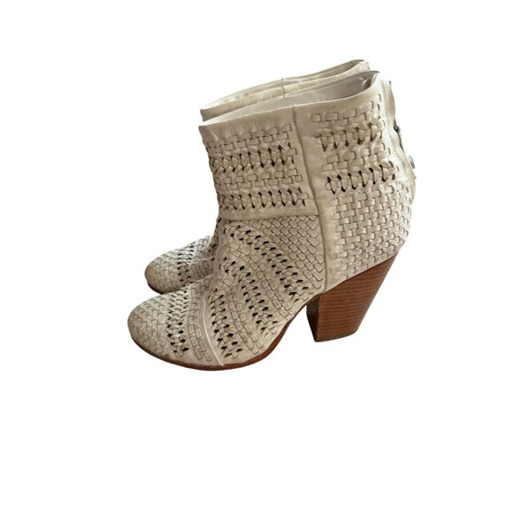 RAG & BONE Off White Woven Leather Ankle Boots Size 39.5 / 9.5 - Picture 6 of 12
